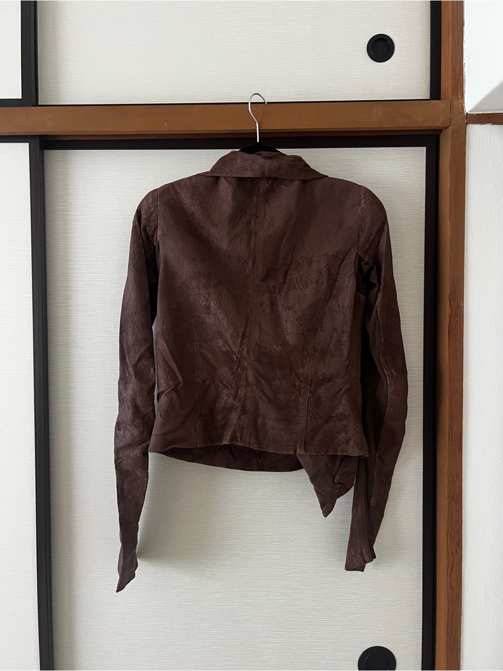 Rick Owens Brown Leather Moto Jacket - Picture 2 of 7
